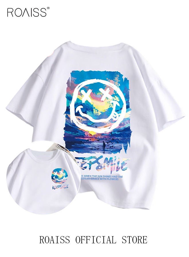 roaiss 2Pcs Men's T-shirt Loose Version Trendy All-Match Pattern Printing Short Sleeves  - Image 3