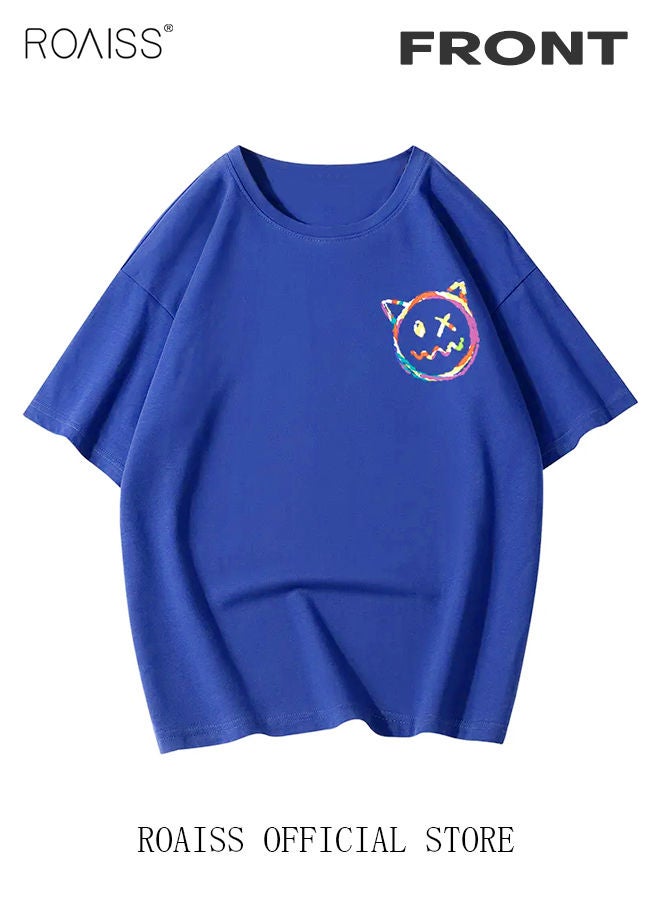 roaiss 2Pcs Men's T-shirt Loose Version Trendy All-Match Pattern Printing Short Sleeves  - Image 4