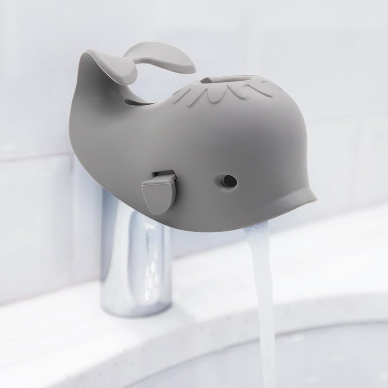 UMUACCAN Baby Bathtub Faucet Cover Faucet Cover Baby Bathtub Spout Cover Bath Spout Protective Cover Bathtub Safety Spout Guard Baby Safety Protection Silicone Kit Grey Whale Protector - Image 3