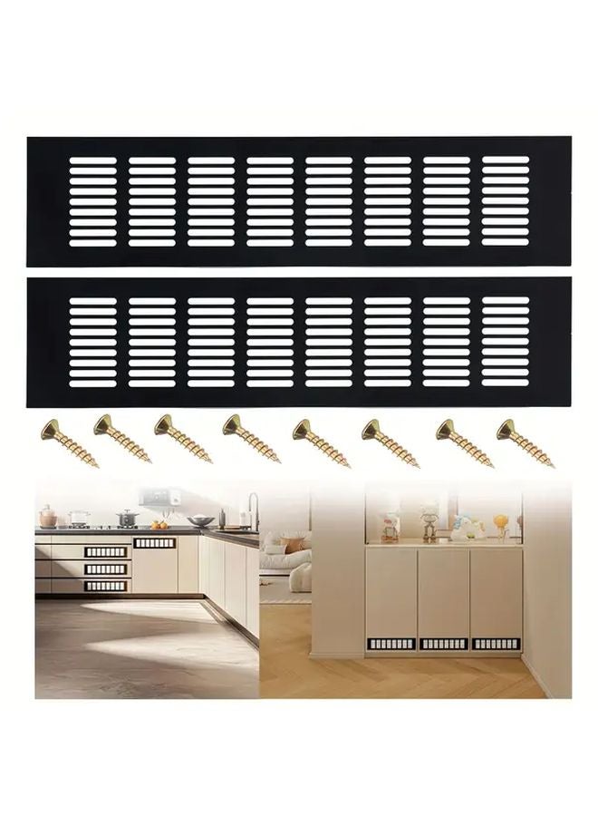 2Pcs Black Aluminum Ventilation Grille 13 78x3 15 Inch For Kitchen Bathroom - Image 1