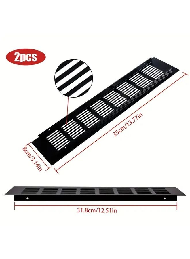 2Pcs Black Aluminum Ventilation Grille 13 78x3 15 Inch For Kitchen Bathroom - Image 4
