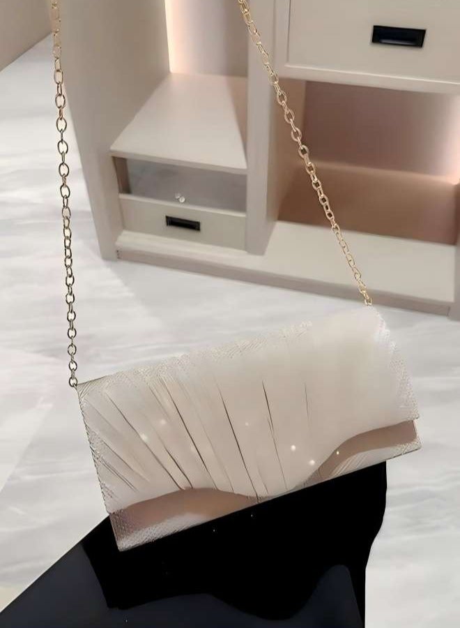 Women's Shiny Evening Clutch Envelope Handbag Chain Wallet Crossbody Bag Suitable for Wedding Formal Cocktail Party Women's Bag  Dinner Pleated Shiny High-end Dress Clutch  - Image 4