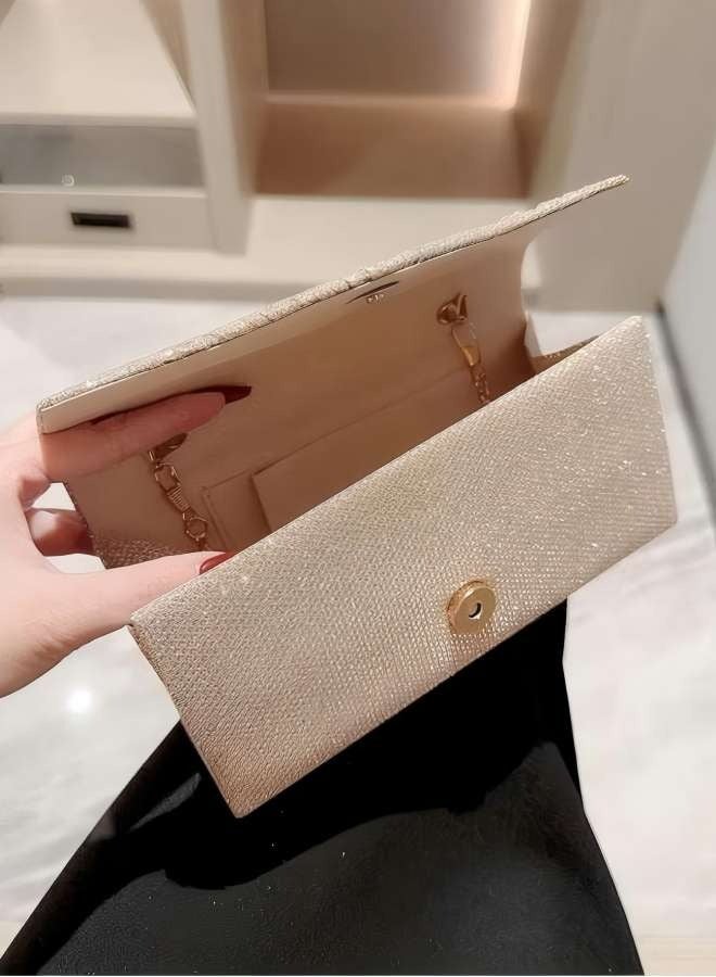 Women's Shiny Evening Clutch Envelope Handbag Chain Wallet Crossbody Bag Suitable for Wedding Formal Cocktail Party Women's Bag  Dinner Pleated Shiny High-end Dress Clutch  - Image 5