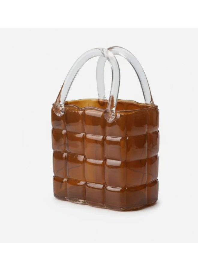AKDC Premium Brown Glass Bag-Style Statement Vase – 27×19 cm - Image 1