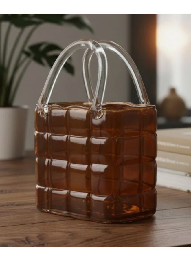 AKDC Premium Brown Glass Bag-Style Statement Vase – 27×19 cm - Image 2