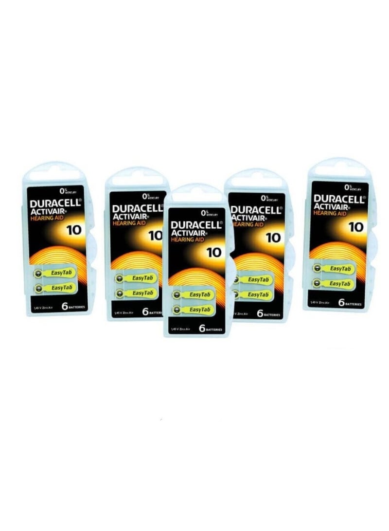 دوراسيل 30-Pieces Duracell Activair (Size 10) Hearing Aid 1.45V Zinc-Air Hg0% Mercury Batteries - Image 2