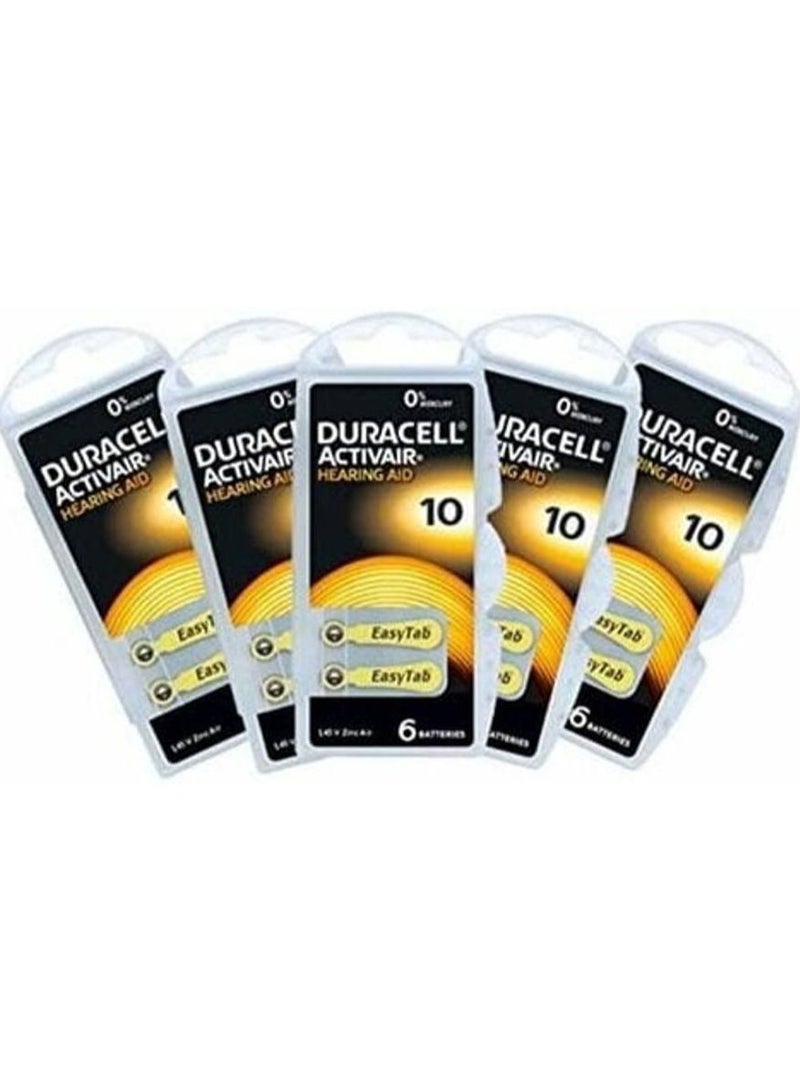 دوراسيل 30-Pieces Duracell Activair (Size 10) Hearing Aid 1.45V Zinc-Air Hg0% Mercury Batteries - Image 1