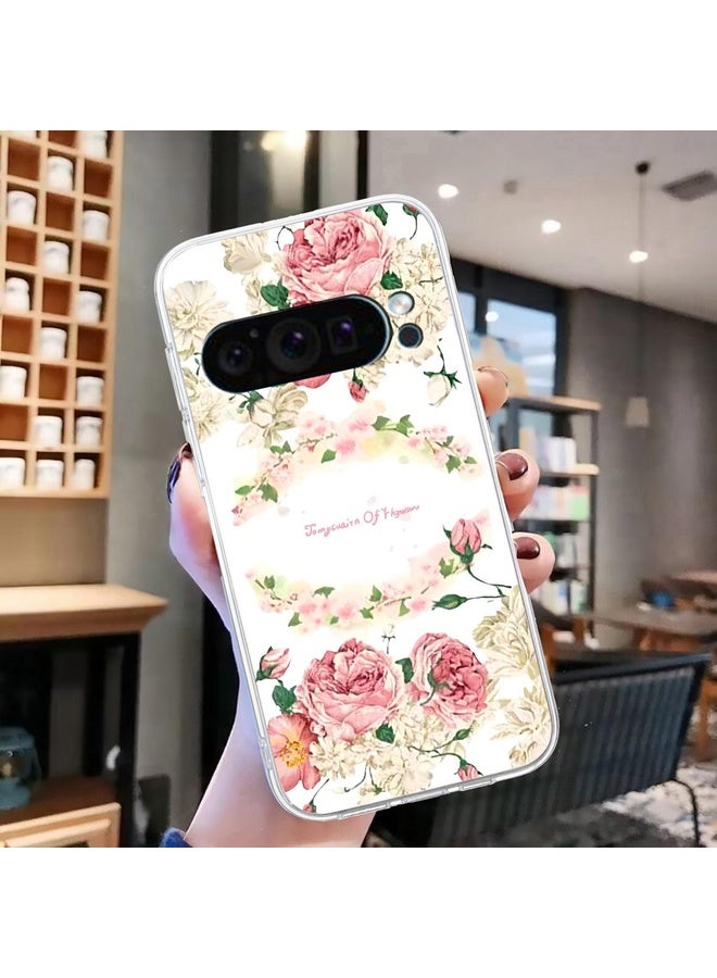 HuHa Case Cover For Google Pixel 9 Colored Drawing Pattern Transparent TPU Phone Case(Rose) - Image 2