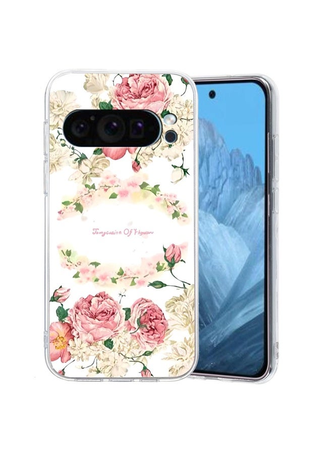 HuHa Case Cover For Google Pixel 9 Colored Drawing Pattern Transparent TPU Phone Case(Rose) - Image 1