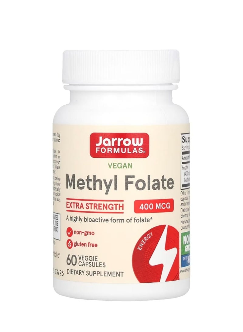jarrow formulas Vegan Methyl Folate 400 mcg 60 Veggie Capsules - Image 1