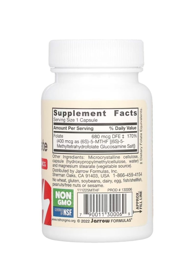 jarrow formulas Vegan Methyl Folate 400 mcg 60 Veggie Capsules - Image 2
