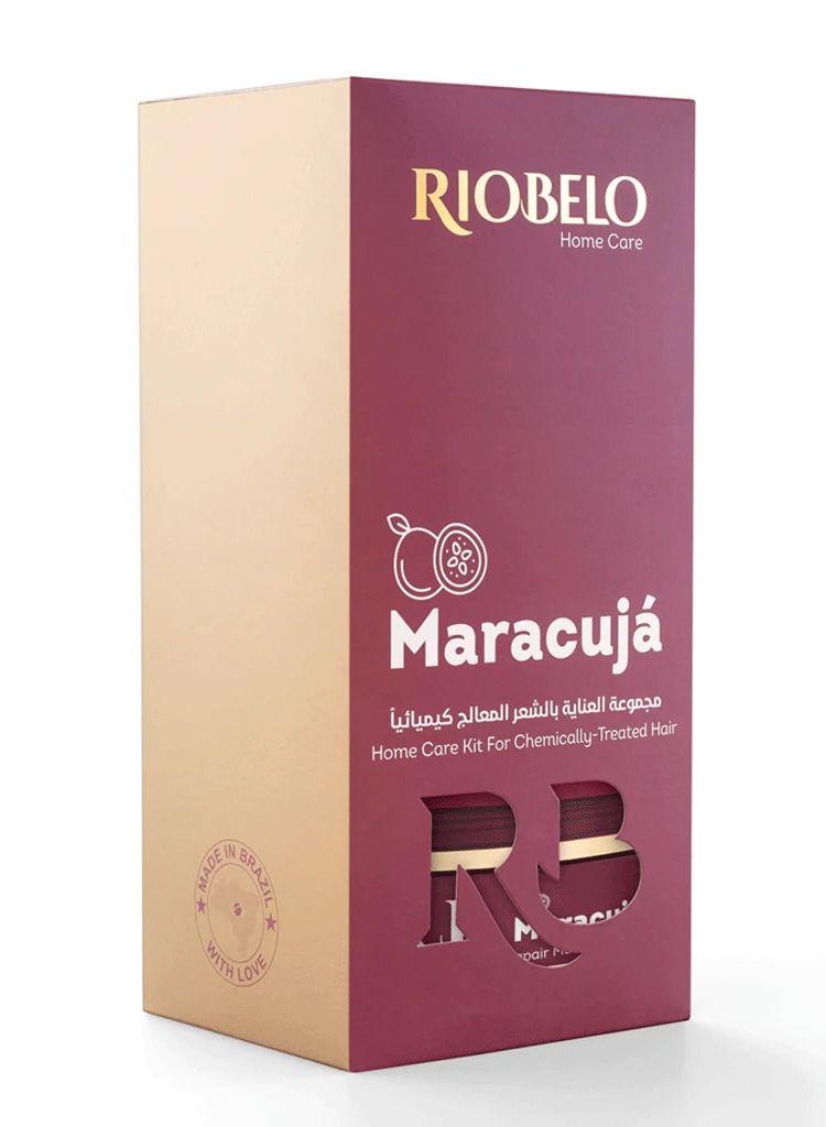RIOBELO Hair Care Products, Maracujá Brazilian Hair Care Routine after Protein Hair Treatment for Curly & Normal Hair by RIOBELO Professional Real - 3 Steps Home Care Kit - Image 2