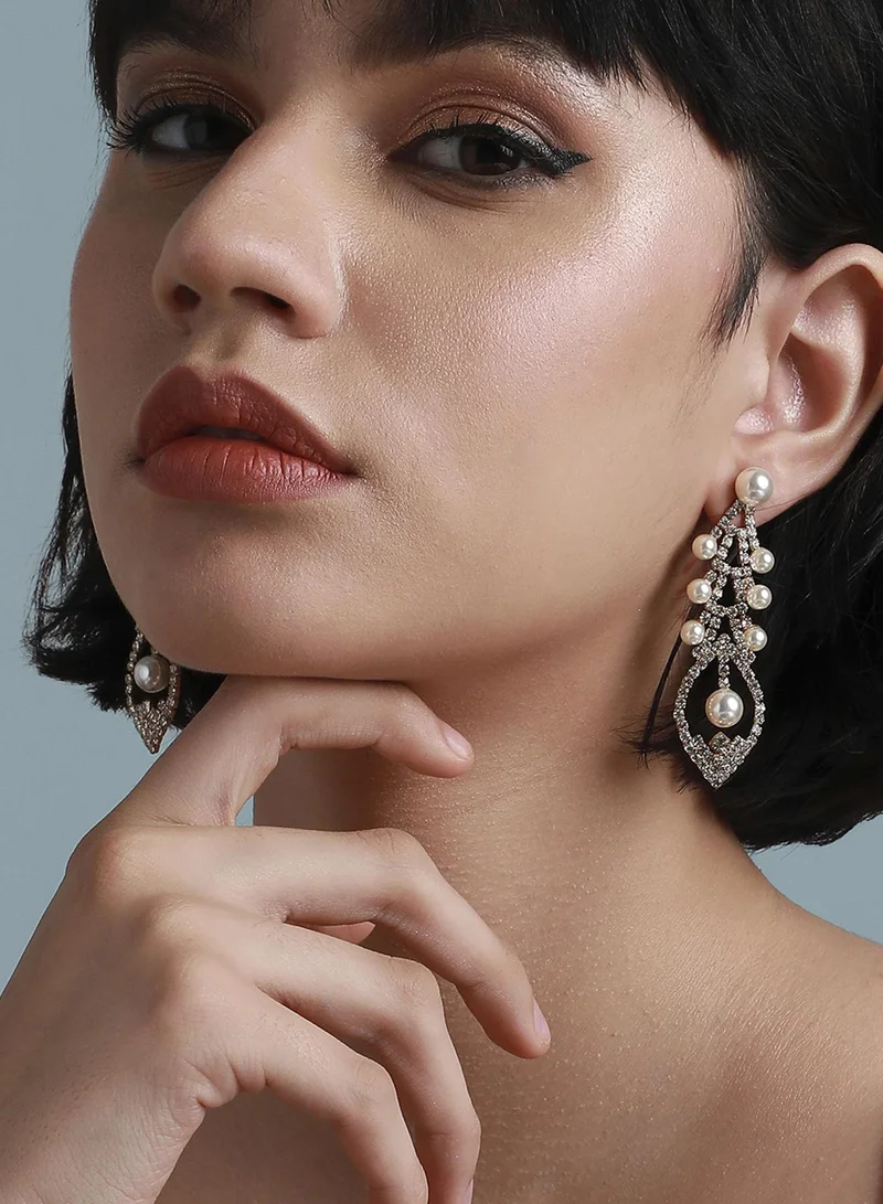 SOHI Bling Pearl Artificial Drop Earring Jewellery