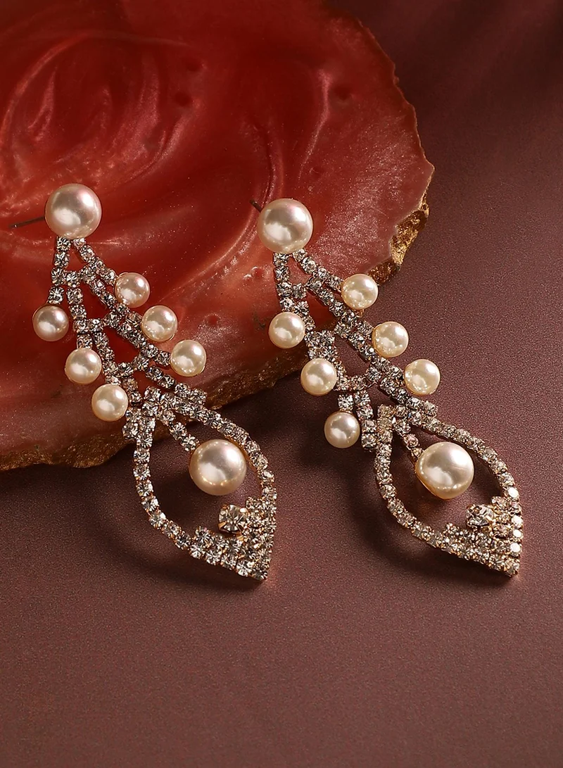 SOHI Bling Pearl Artificial Drop Earring Jewellery