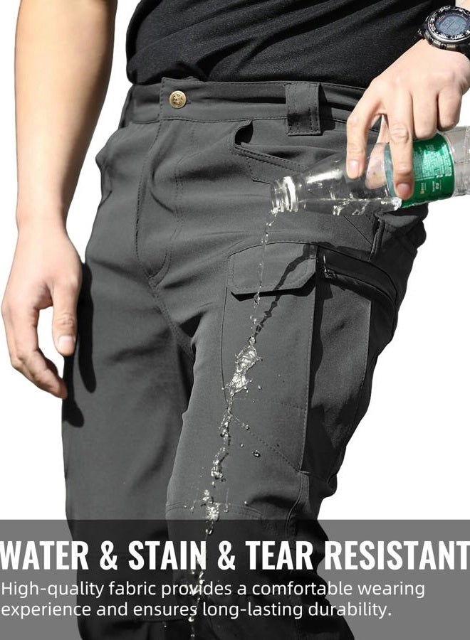 Boonlight Men's Lightweight Tactical Pants, Water Resistant Hiking Cargo Pants with Multiple Pockets for Outdoor (No Belt), Dark Grey, L - Image 5