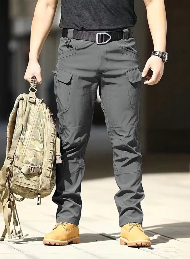 Boonlight Men's Lightweight Tactical Pants, Water Resistant Hiking Cargo Pants with Multiple Pockets for Outdoor (No Belt), Dark Grey, L - Image 2