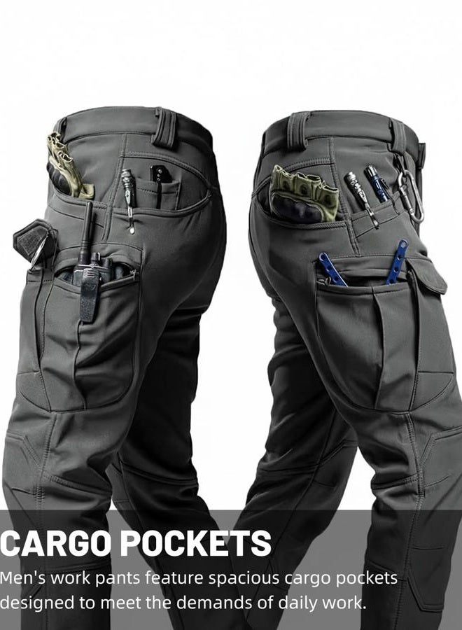 Boonlight Men's Lightweight Tactical Pants, Water Resistant Hiking Cargo Pants with Multiple Pockets for Outdoor (No Belt), Dark Grey, L - Image 4