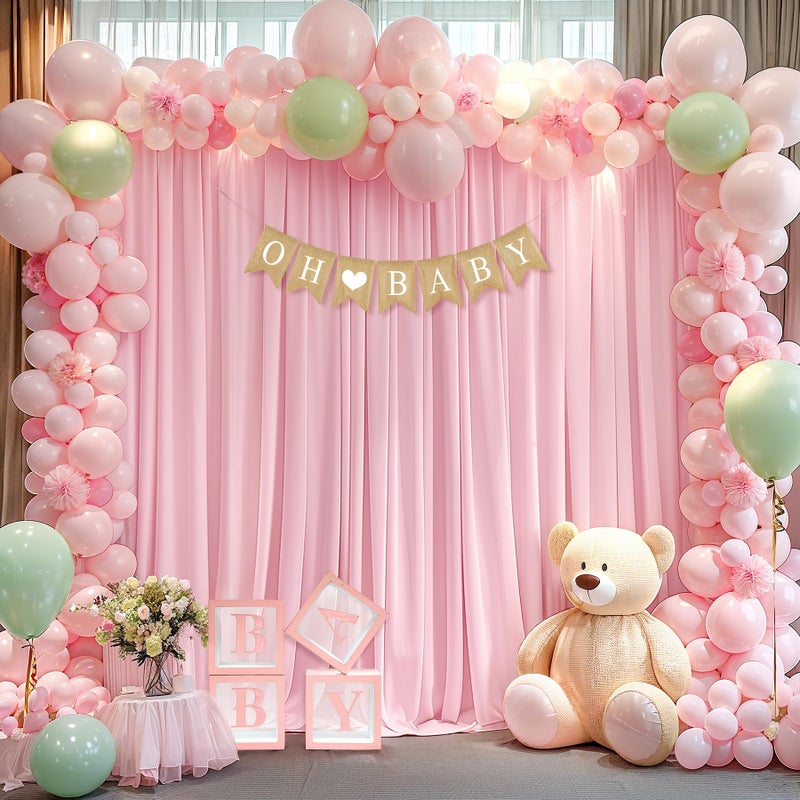 PARTISKY 10x10ft Pink Backdrop Curtains for Wedding Parties Wrinkle Free Pink Curtains Photo Backdrop Drapes for Photography Birthday Baby Shower Soft Fabric Party Backgournd for Photoshoot 5x10ft, 2 Panels - Image 5