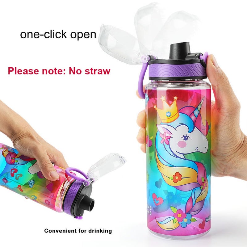Home Tune HomTune Cute Water Bottle for School Kids Girls, BPA FREE Tritan & Leak Proof & Easy Clean & Carry Handle, 23oz/ 680ml - Unicorn - Image 5