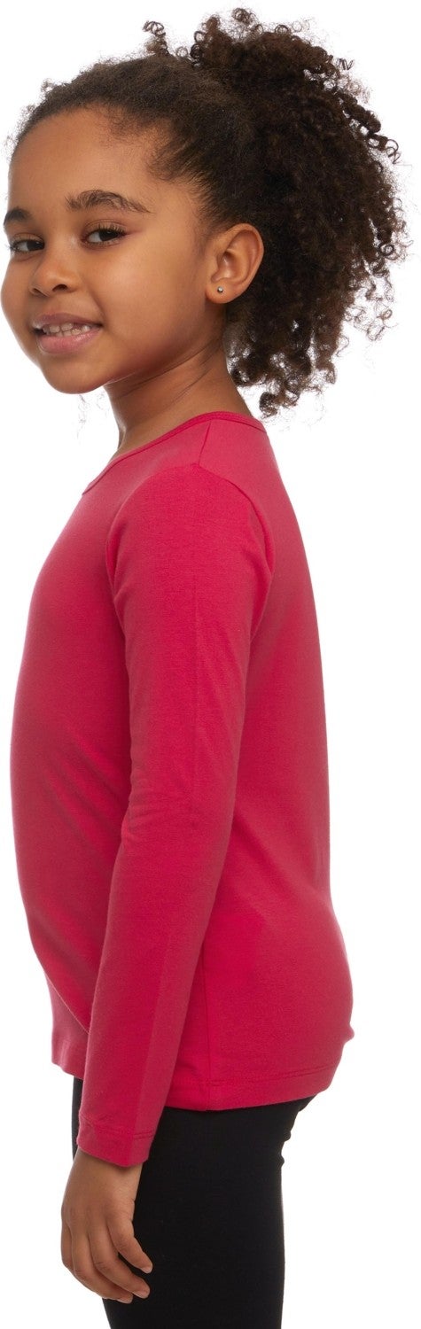 Dark Fuchsia Basic Seasonal Lycra Long Sleeve Girls T-Shirt