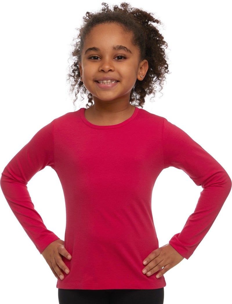 Dark Fuchsia Basic Seasonal Lycra Long Sleeve Girls T-Shirt