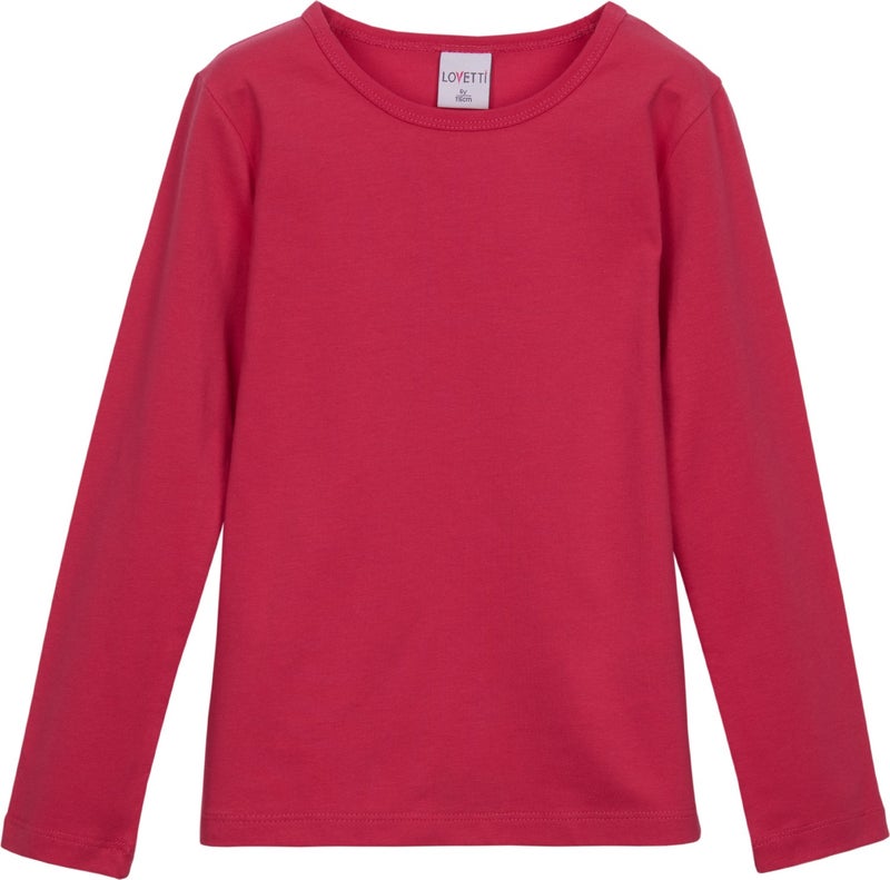 Dark Fuchsia Basic Seasonal Lycra Long Sleeve Girls T-Shirt