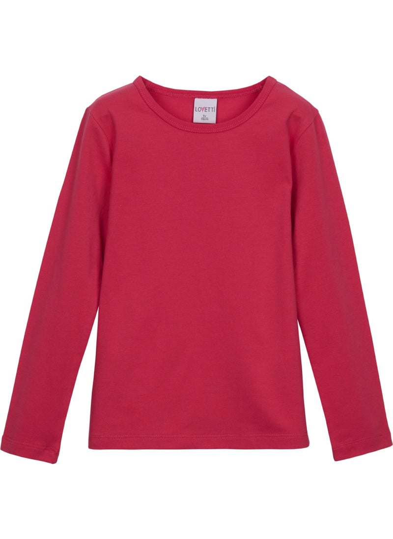 Lovetti - Dark Fuchsia Basic Seasonal Lycra Long Sleeve Girls T-Shirt - Image 1