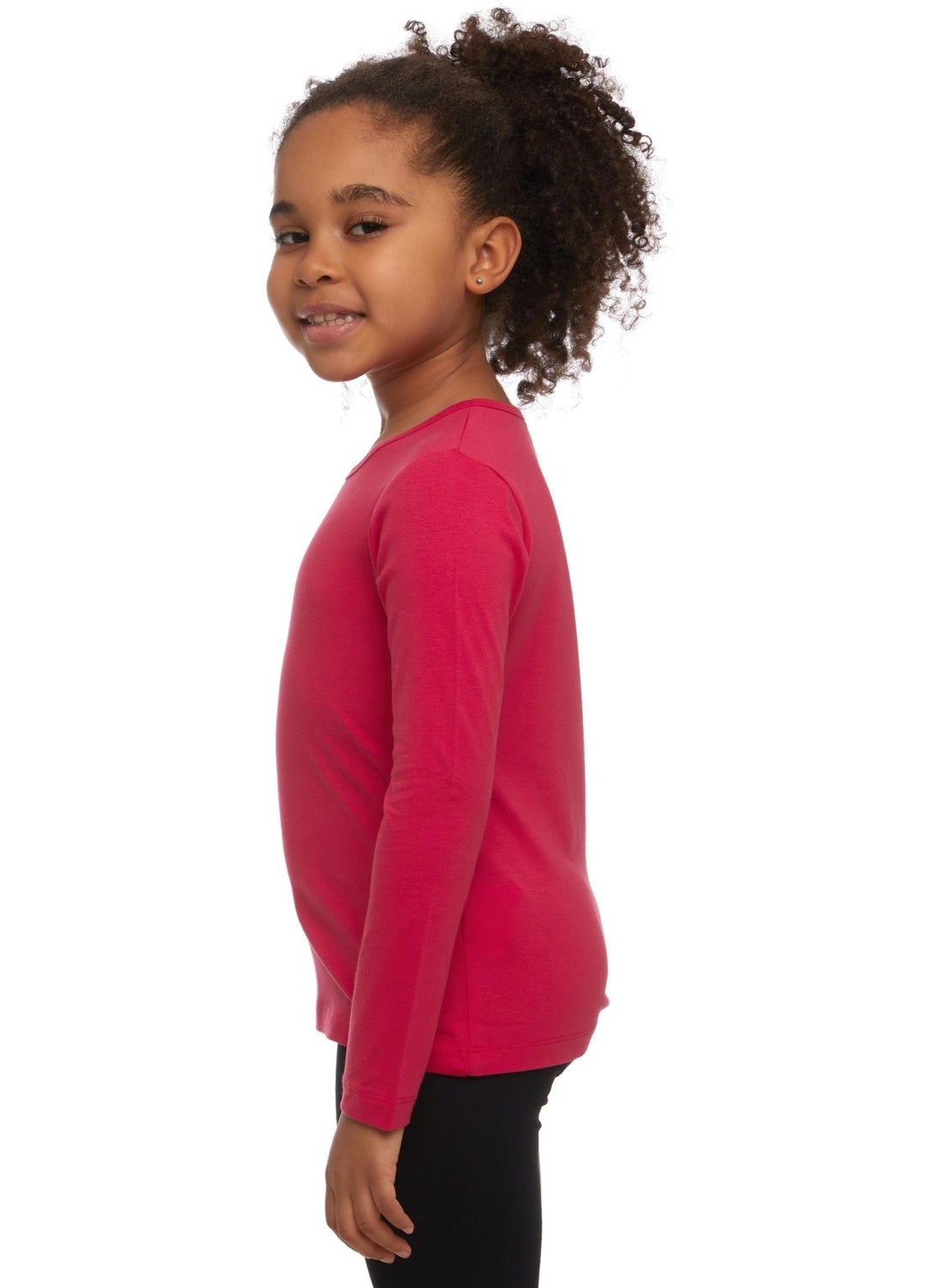 Lovetti - Dark Fuchsia Basic Seasonal Lycra Long Sleeve Girls T-Shirt - Image 1