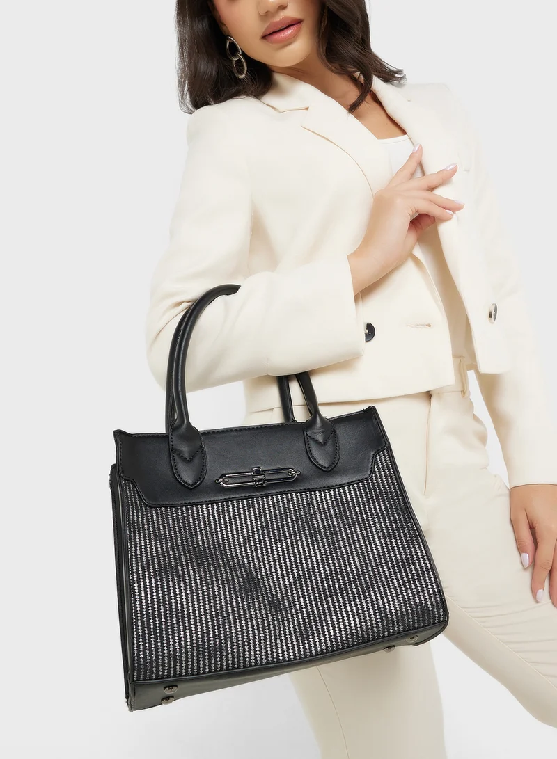 ELLA Womens Satchel With Fabric Contrast