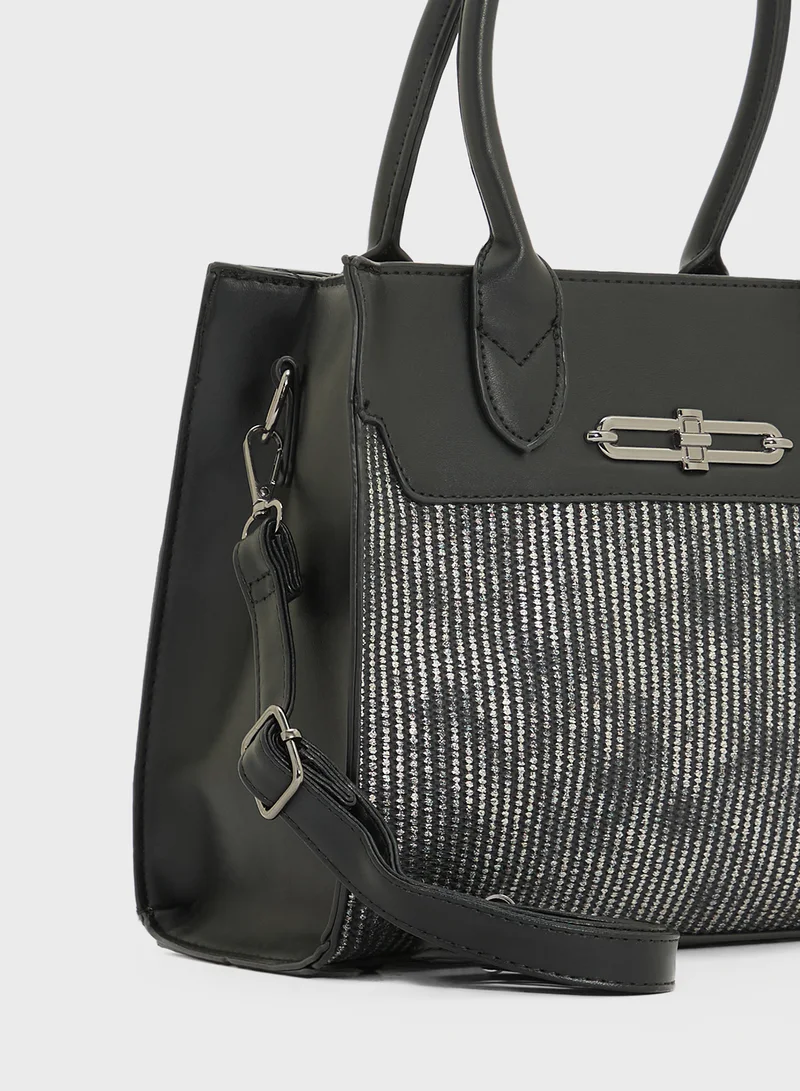 ELLA Womens Satchel With Fabric Contrast