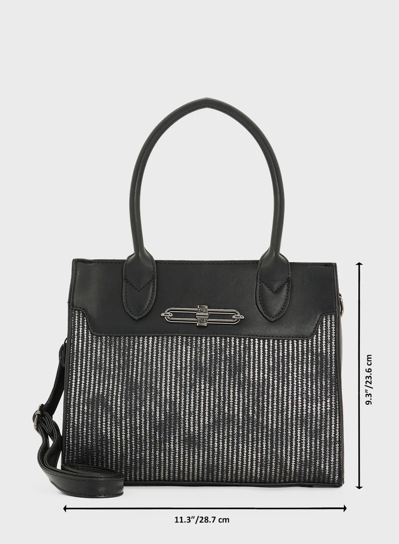ELLA Womens Satchel With Fabric Contrast