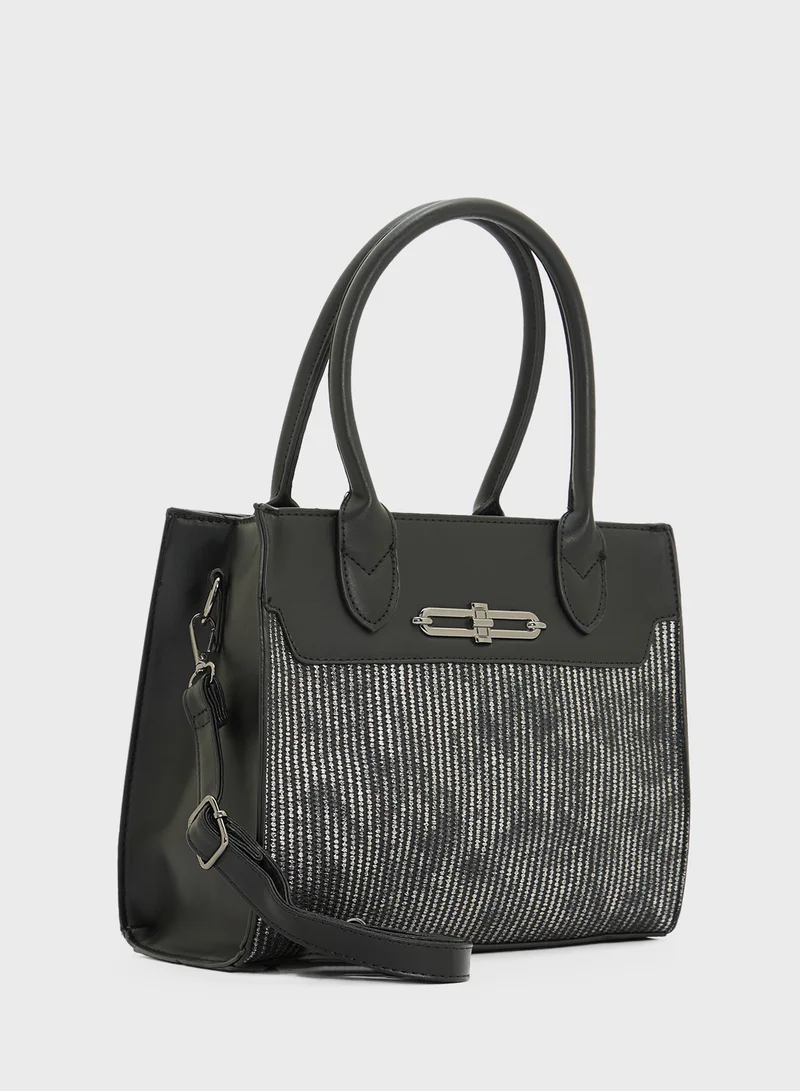 ELLA Womens Satchel With Fabric Contrast