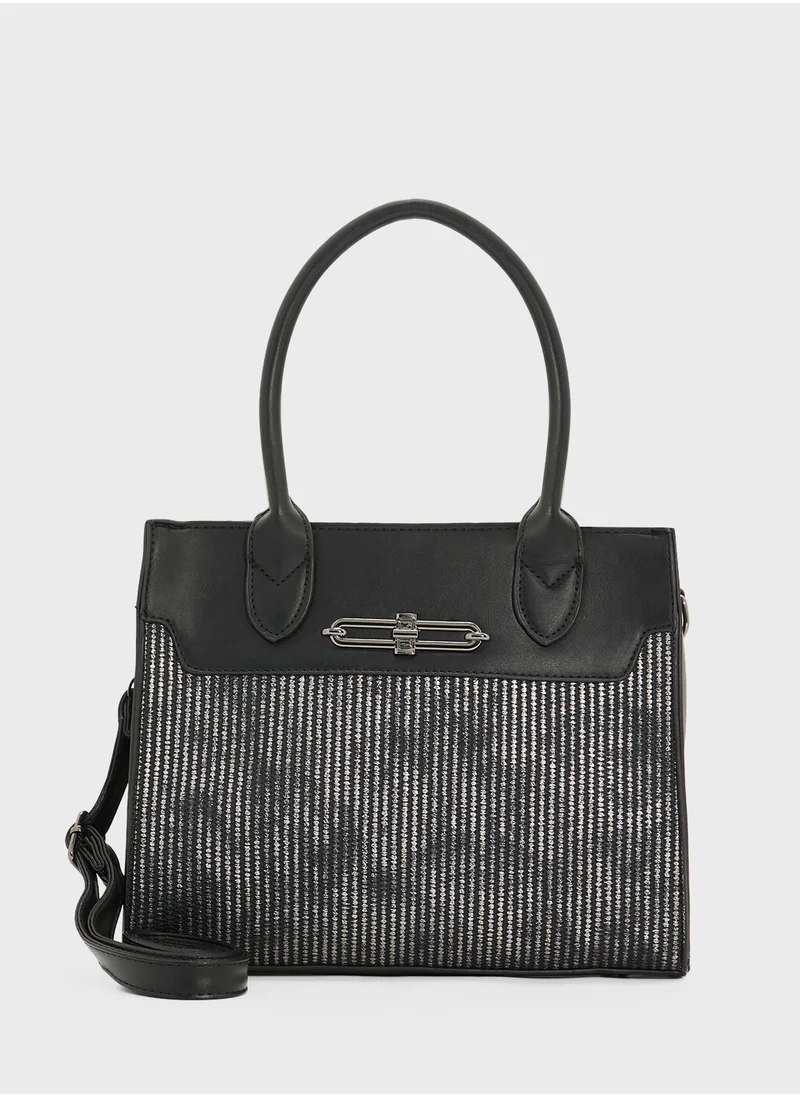 ELLA Womens Satchel With Fabric Contrast