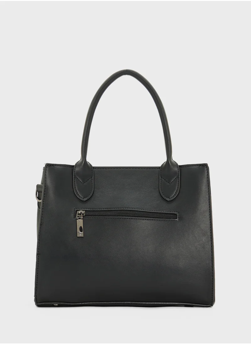 ELLA Womens Satchel With Fabric Contrast