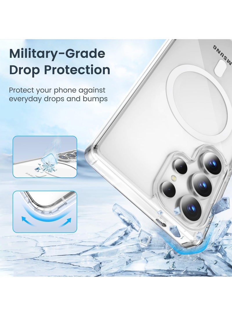 Case Cover for Samsung Galaxy S25 Ultra, Compatible with MagSafe,Anti-Yellowing Crystal Clear Shockproof Protection Back Cover, Ultra Slim Strong Magnet Phone Shell Case for Samsung Galaxy S25 Ultra  - Image 2