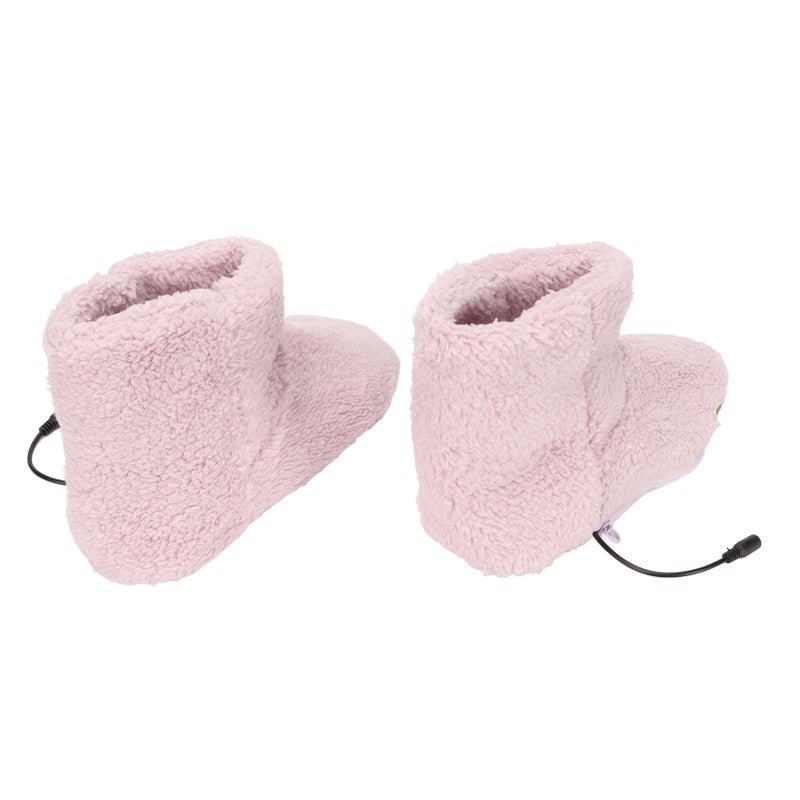 Heated Foot Warmer USB Charging Soft Relaxing Electric Plush Warming Shoes for Cold Winter Pink Women 35‑39 - Image 3
