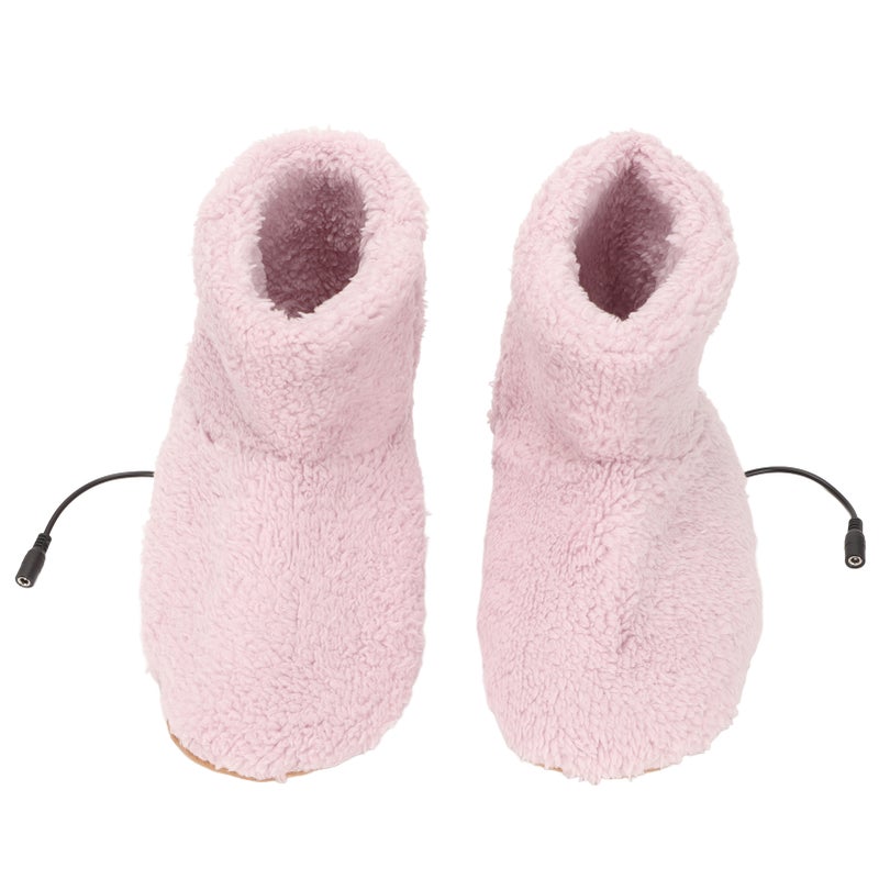 Heated Foot Warmer USB Charging Soft Relaxing Electric Plush Warming Shoes for Cold Winter Pink Women 35‑39 - Image 2