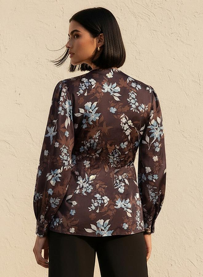 Iconic Relaxed Fit Wrap Top with Floral Print - Image 4