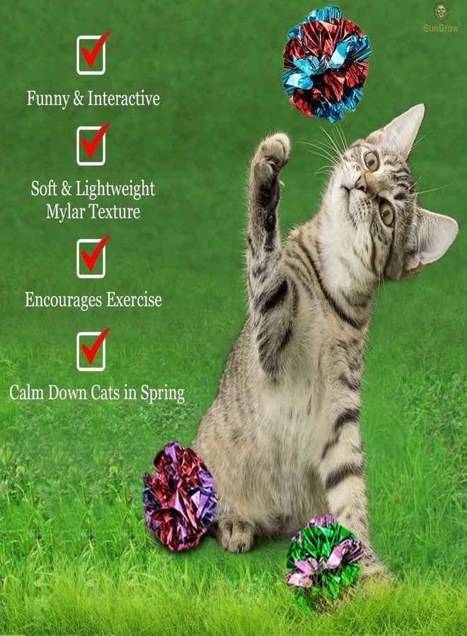 SunGrow 24 Pcs Ferret Mylar Crinkle Balls, 2" for Exercise to Keep Fit, Lightweight, Multicolor Shiny Foil with Crinkly Sound for Indoor Pet Cat, Kitten - Image 4