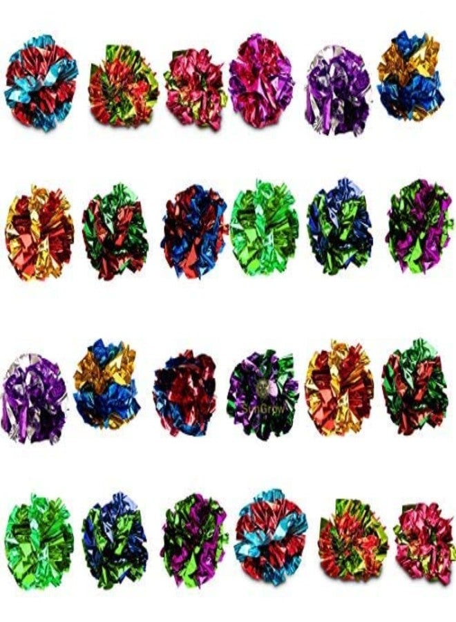 SunGrow 24 Pcs Ferret Mylar Crinkle Balls, 2" for Exercise to Keep Fit, Lightweight, Multicolor Shiny Foil with Crinkly Sound for Indoor Pet Cat, Kitten - Image 2