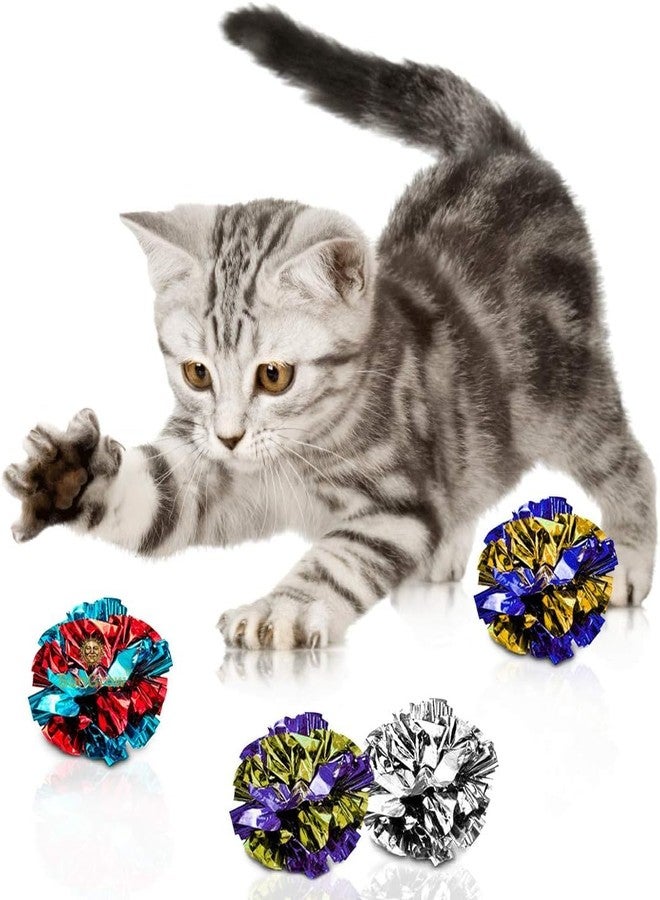 SunGrow 24 Pcs Ferret Mylar Crinkle Balls, 2" for Exercise to Keep Fit, Lightweight, Multicolor Shiny Foil with Crinkly Sound for Indoor Pet Cat, Kitten - Image 1