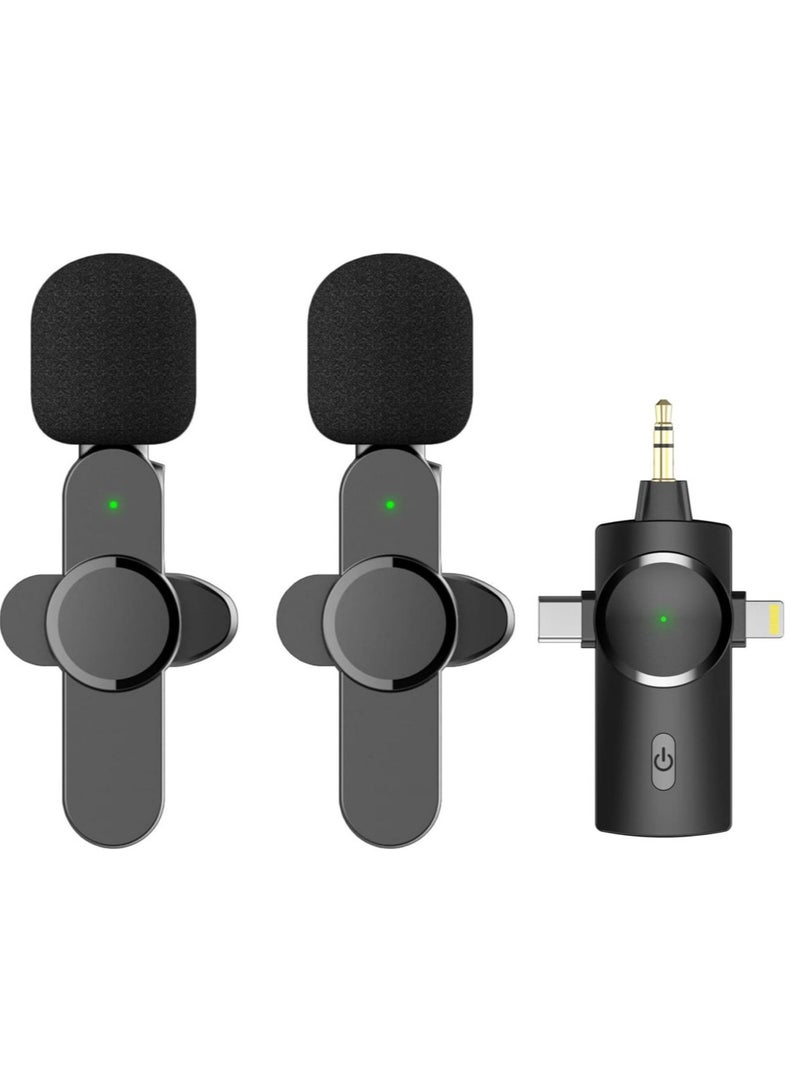 Wireless Dual Lavalier Lapel Microphone System - Seamless Connectivity for iPhone, Android, Cameras - Cord-Free Setup, Ultra-Low Delay, Built-in Noise Reduction, Extended 7-Hour Battery - Ideal for C - Image 1