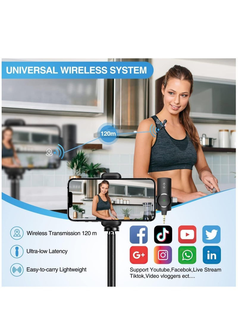 Wireless Dual Lavalier Lapel Microphone System - Seamless Connectivity for iPhone, Android, Cameras - Cord-Free Setup, Ultra-Low Delay, Built-in Noise Reduction, Extended 7-Hour Battery - Ideal for C - Image 4
