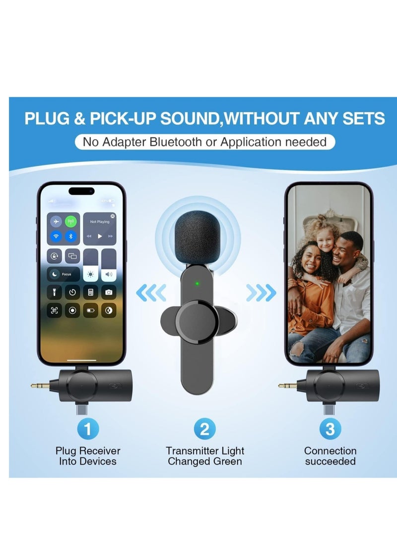Wireless Dual Lavalier Lapel Microphone System - Seamless Connectivity for iPhone, Android, Cameras - Cord-Free Setup, Ultra-Low Delay, Built-in Noise Reduction, Extended 7-Hour Battery - Ideal for C - Image 3