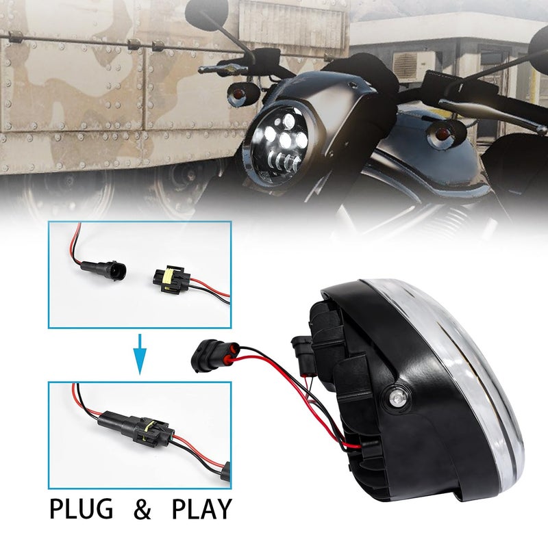 Bravema VRod LED Projection Headlight，Motorcycle Full LED Front Lamp Fit for Harley V-Rod Muscle VRod VRSCA VRSCF Street Rod 2002-2016 Models - Image 3