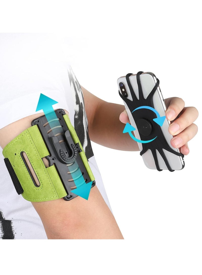 SYOSI Phone Armband Holder 360° Rotating Detachable Universal Sports Armband Suitable for All Phones Outdoor Armband Phone Holder Suitable for Running Sports Camping Mountaineering Cycling Green - Image 1