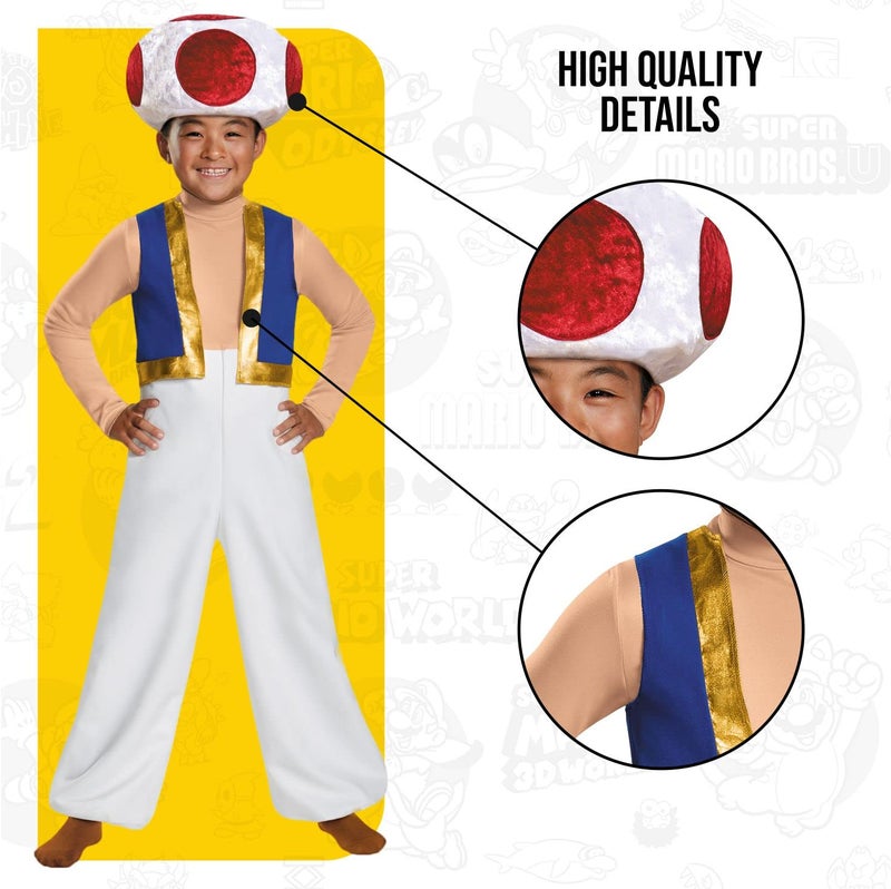 Disguise Toad Deluxe Costume for Kids, Official Nintendo Super Mario Halloween Costume, Large (10-12) - Image 4