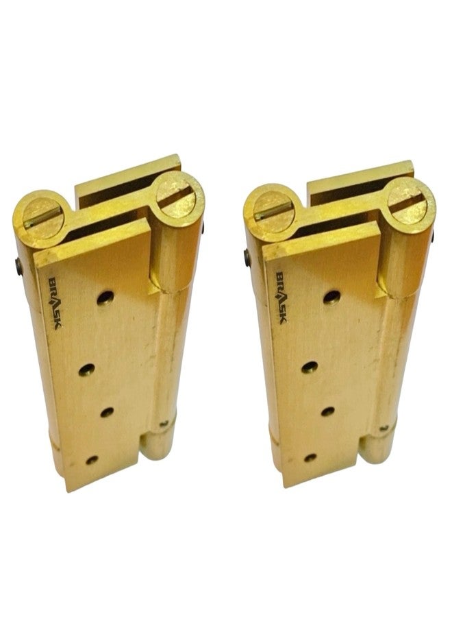 BRASK Brass Spring Hinges Double Action 4" | Two Way Door Closer Hinge - Double Action 4" | Brass Dual-Function Door Closer Hinges for Swinging Doors (Golden Satin, 2) - Image 1