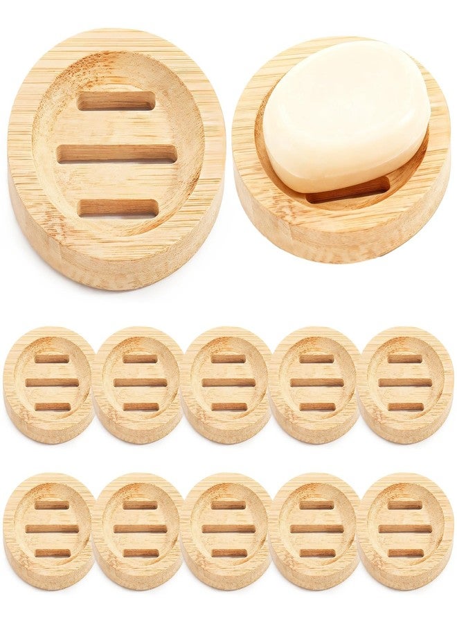 Varku 12 Pcs Round Wooden Soap Dishes, Wooden Soap Holders with Ventilation Holes, Soap Trays for Bars, Natural Color, Ideal for Bathroom and Kitchen Use - Image 1