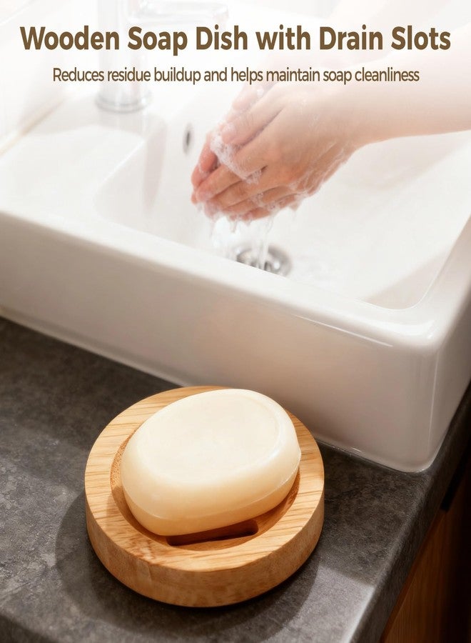 Varku 12 Pcs Round Wooden Soap Dishes, Wooden Soap Holders with Ventilation Holes, Soap Trays for Bars, Natural Color, Ideal for Bathroom and Kitchen Use - Image 2